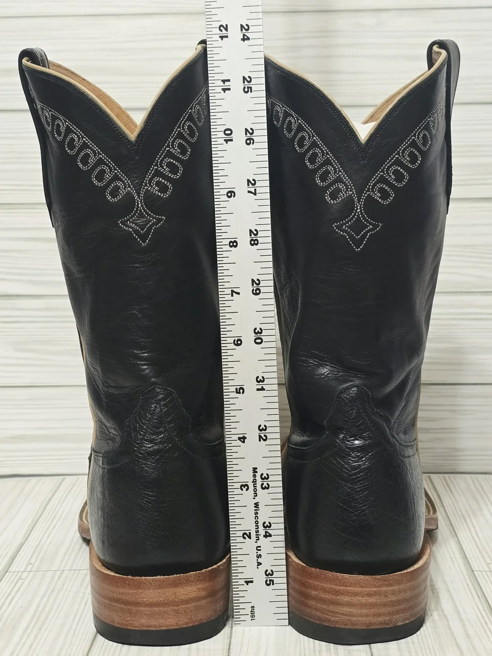 Rios of Mercedes Black Leather Cowboy Boots 9 D
